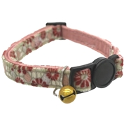 アース・ペット ターキー ねこモテ セーフティー外れる機能付 反射鈴付首輪 和モダン 成猫用 ピンク