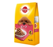 ＰＷＰ５ペディグリー成犬ビーフ７０ｇ×３Ｐ 定価：228円（税込）