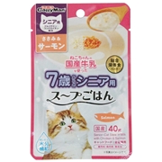 猫牛乳ごはんササミ＆サーモンシニア４０ｇ　定価：107円（税込）