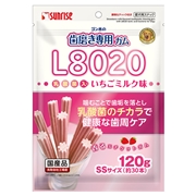 ゴン太歯磨き専用ガムL8020いちごミルクSS120g（SR）　定価：418円（税込）