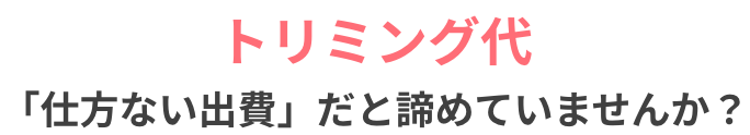 トリミング代「仕方ない出費」だと諦めていませんか？