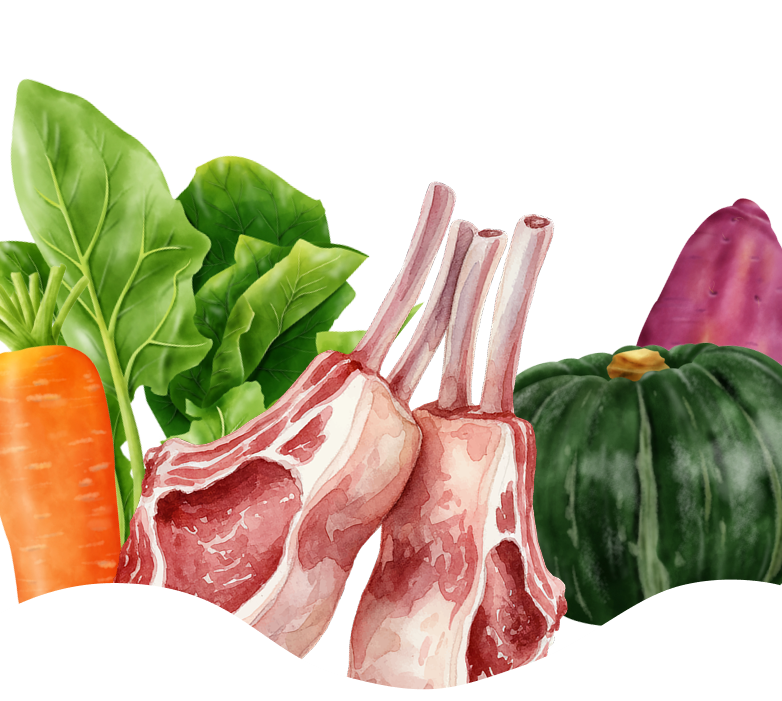 野菜とラム肉